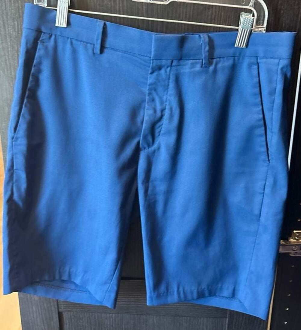 Alfani Men's Blue Slim-Fit Performance Flat-Front Shorts Size 30